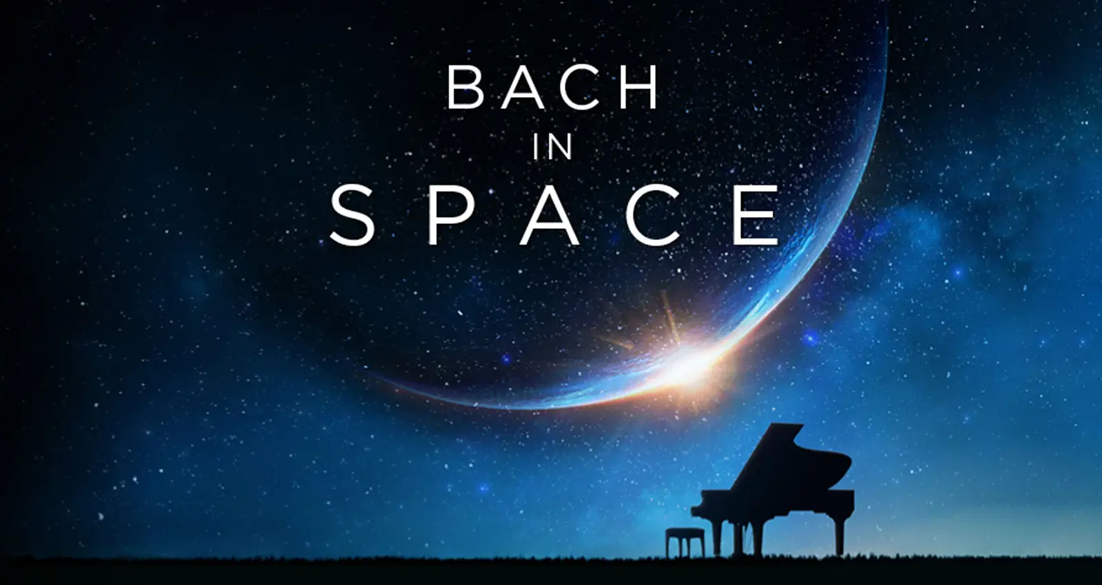 das Plakat der Veranstaltung mit der Silhouette eines Klaviers in einer Nachtlandschaft mit Mond und Sternen
