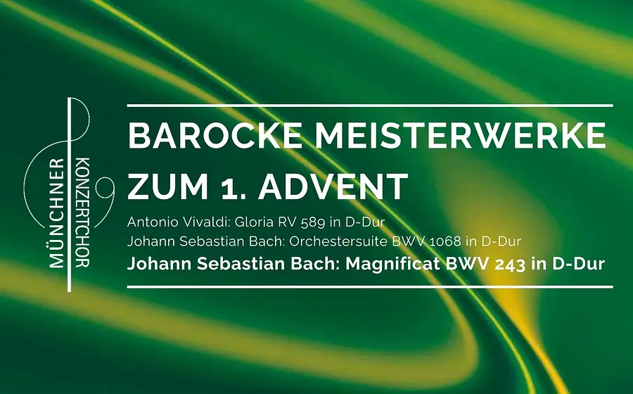 Artwork mit grünem Hintergrund und Schrifzug "Barocke Meisterwerke zum 1. Advent"