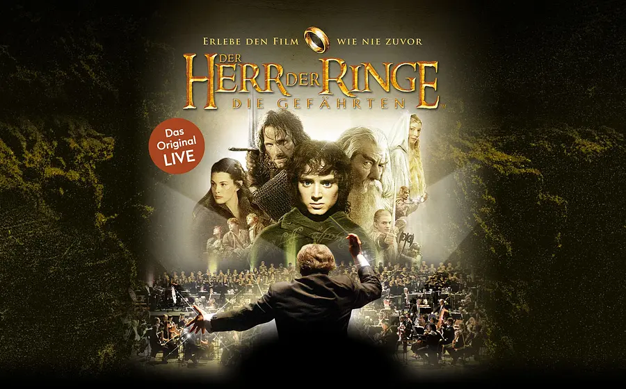 Der Herr der Ringe – Die Gefährten in Concert, Plakat mit Orchester und Film