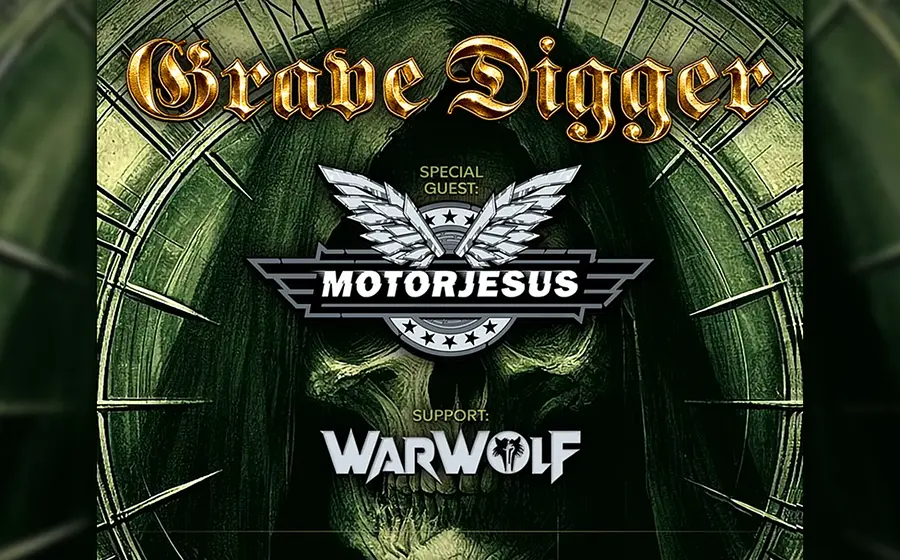 Grafik in grün mit Aufschrift der Bands