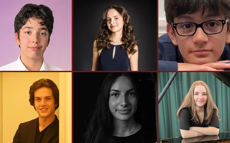 Collage aus sechs Fotos der Künstler*innen Kian Shokri, Helena Belgardt, Jonas Theuer, Julius Egensperger, Anna Meipariani und Henriette Bendel