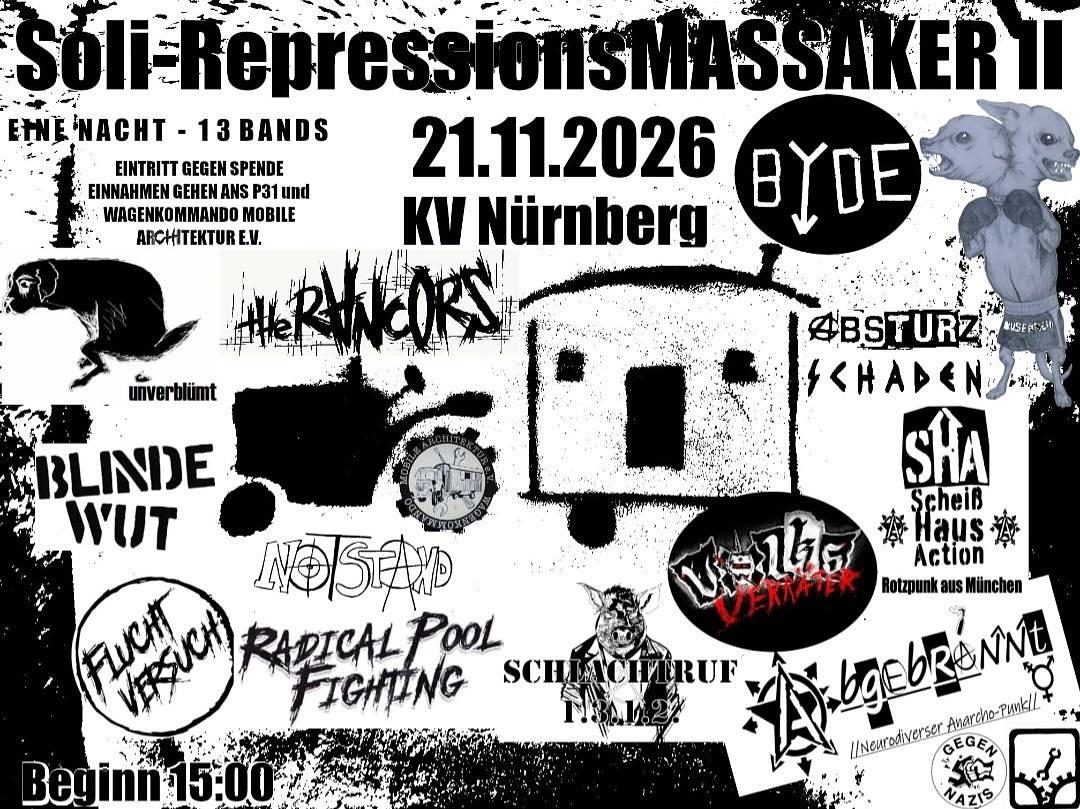 Soli Repressions Massaker II w/ Blinde Wut + Flucht Versuch + The Rancors + Abgebrannt + Byde u.v.m.